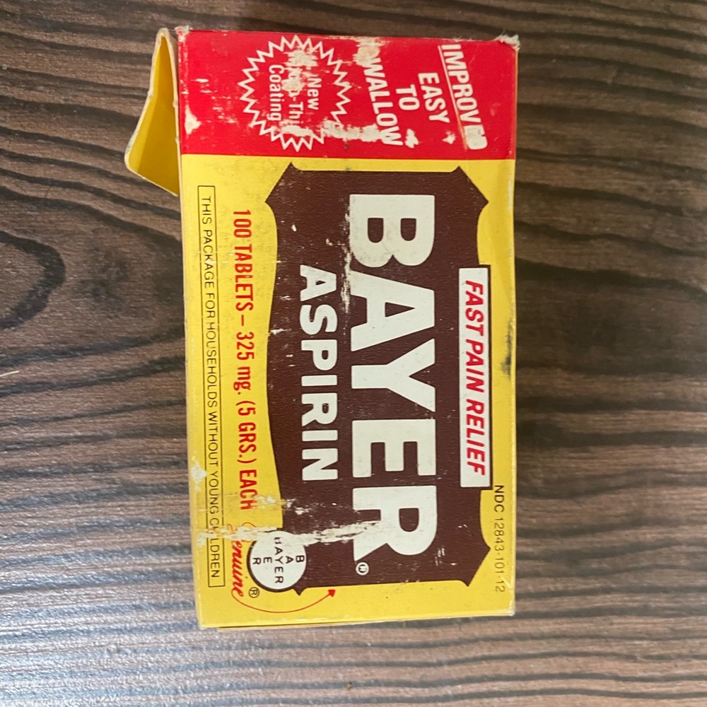 Vintage Bayer Box and Bottle of Bayer Aspirin - Fast Pain Relief Tablets